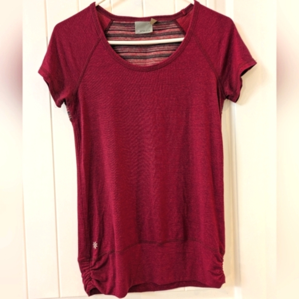 Athleta Ruched Striped Active Tee